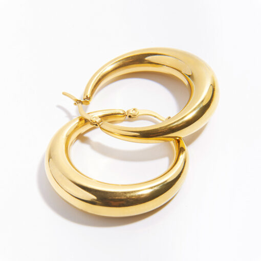 Moon Hoop Earrings (18K Gold Plated, Tarnish-Free)