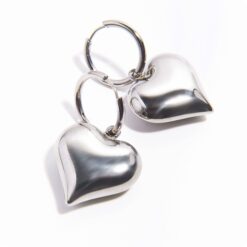Silver Heart Drop Earrings (18K Gold Plated, Tarnish-Free)