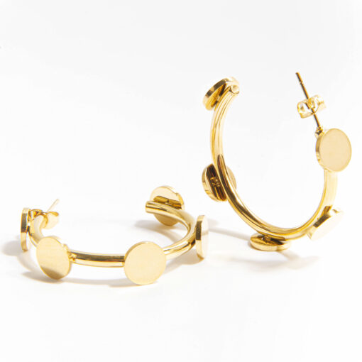 Discs Hoop Earrings (18K Gold Plated, Tarnish-Free)