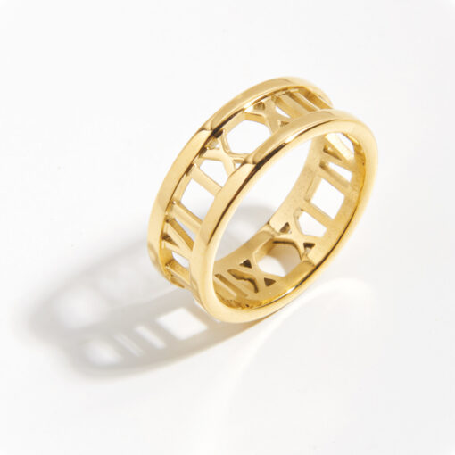Roman Numeral Cutout Ring (18K Gold Plated, Tarnish-Free)