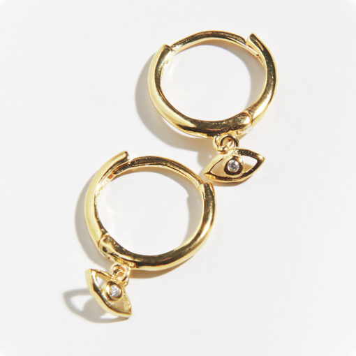 Evil Eye Drop Earrings (18K Vermeil Gold)
