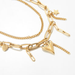 Hearts Chain Bracelet (Gold Plated, Tarnish-Free)