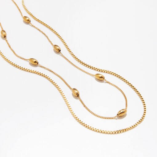 Beaded Double Layer Necklace (18K Gold Plated, Tarnish-Free)