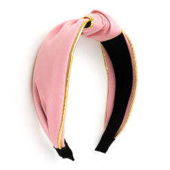 Gold Trim Pink Knotted Fashion Headband