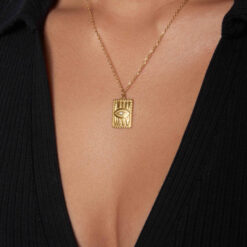 Rectangular Evil Eye Necklace (18K Gold Plated, Tarnish-Free)
