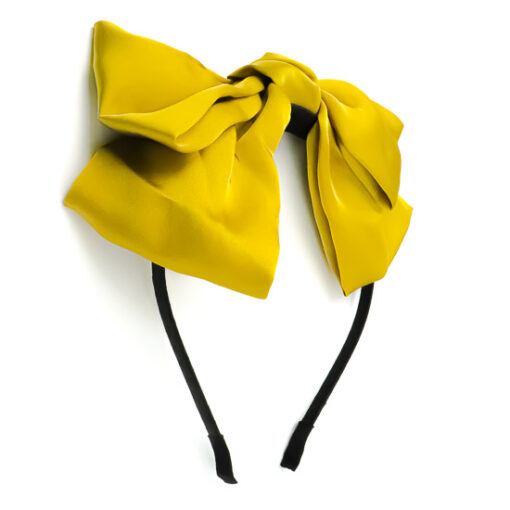 Yellow Oversized Bow Silk Satin Headband