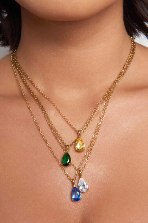January Garnet Birthstone Necklace (18K Gold Plated, Tarnish-Free)