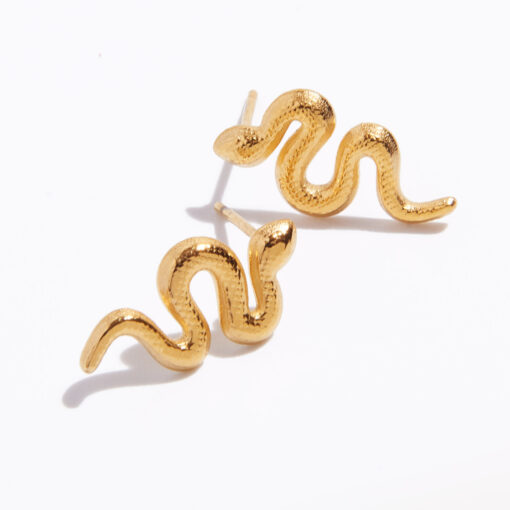Golden Snake Earrings (18K Gold Plated, Tarnish-Free)