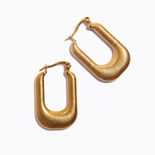 Textured Hoop Earrings (18K Gold Plated, Tarnish-Free)