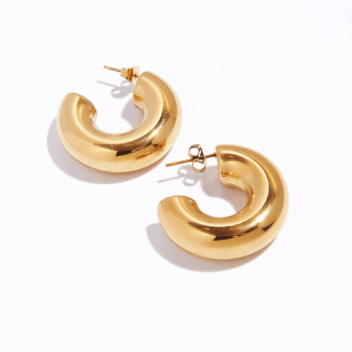 Chunky Hoop Earrings (18K Gold Plated, Tarnish-Free)