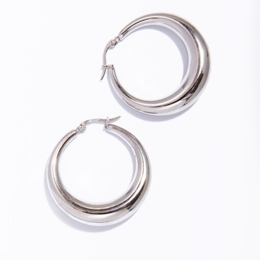 Silver Moon Hoop Earrings