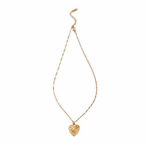 Diamond Heart Pendant Necklace (18K Gold Plated, Tarnish-Free)
