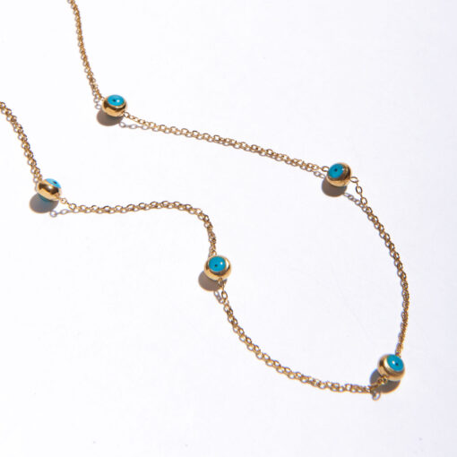 Turquoise Beads Necklace (18K Gold Plated, Tarnish-Free)