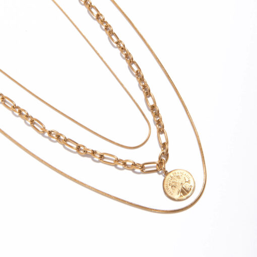 Multi-Layer Coin Pendant Necklace (18K Gold Plated, Tarnish-Free)