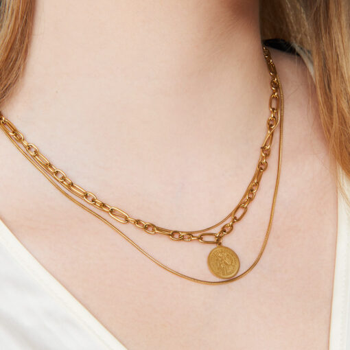 Multi-Layer Coin Pendant Necklace (18K Gold Plated, Tarnish-Free)