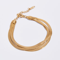 Layered Herringbone Bracelet (Gold Plated, Tarnish-Free)