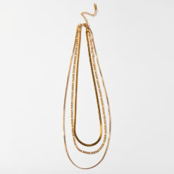 Figaro Triple Chain Necklace (18K Gold Plated, Tarnish-Free)
