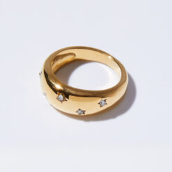 Dome Zircon Ring (18K Gold Plated, Tarnish-Free)