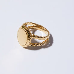 Twist Signet Ring (18K Gold Plated, Tarnish-Free)