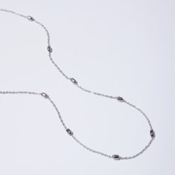 Silver Oval Bead Chain Necklace (18K Gold Plated, Tarnish-Free)