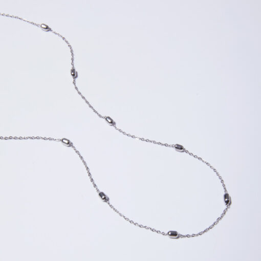 Silver Oval Bead Chain Necklace