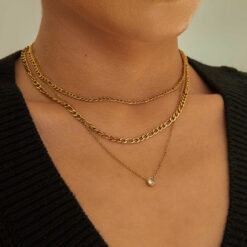 Figaro Two-layer Necklace (18K Gold Plated, Tarnish-Free)