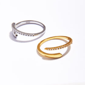 Adjustable Sterling Silver Ring (Gold Plated, S925)