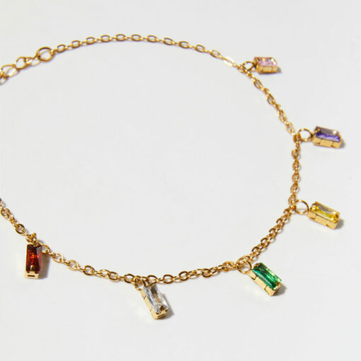 Zircon Charm Bracelet (18K Gold Plated, Tarnish-Free)