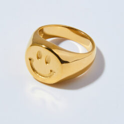 Happy Signet Ring (18K Gold Plated, Tarnish-Free)