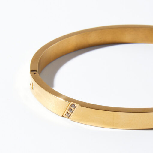 Zircon Bangle Bracelet (18K Gold Plated, Tarnish-Free)