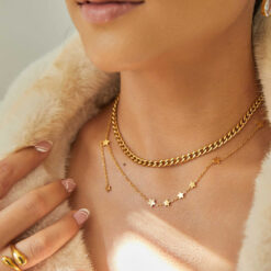 5mm Cuban Chain Necklace (18K Gold Plated,Tarnish Free)