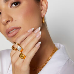 Happy Signet Ring (18K Gold Plated, Tarnish-Free)
