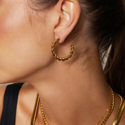 Braid Hoop Earrings (18k Gold Plated, Tarnish-Free)