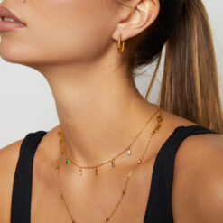 Zircon Charm Pendant Necklace (Gold Plated, Tarnish-Free)