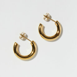 Small Tube Hoops Earrings (Gold Plated, Tarnish Free)