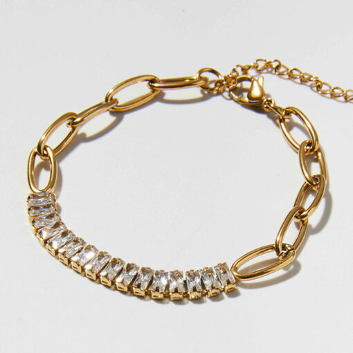 Zircon Link Chain Bracelet