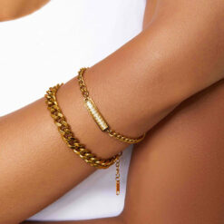 Zircon Channel Bracelet (18K Gold Plated, Tarnish-Free)