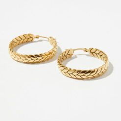 Gold Pearl Hoop Huggies Earrings
