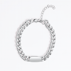 Cuban Bar Chain Bracelet, Silver