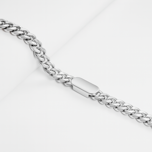 Cuban Bar Chain Bracelet, Silver