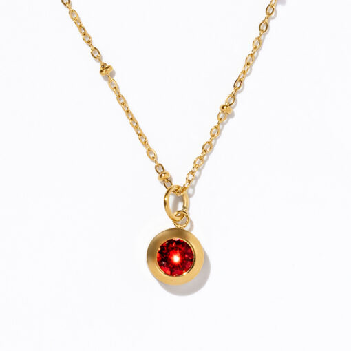 July Swarovski Birthstone Necklace, Ruby