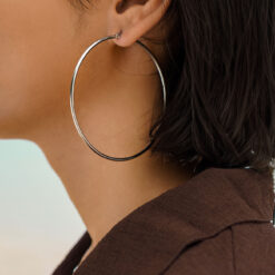 Sunlit Serenity Hoops, Silver 2.75inch Sunlit Serenity Hoops, Silver 2.75inch